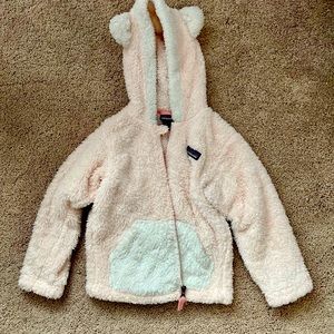 Patagonia - Furry friends fleece hooded jacket. Patagonia, size 3 in pink.